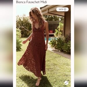 Cool Free People 'Bianca Fauxchet Midi' Dress - Maple - XL - Worn Twice!